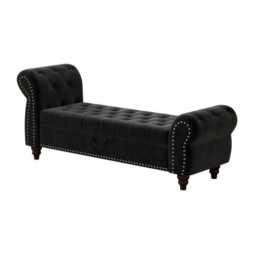 Velvet end bed bench - end,